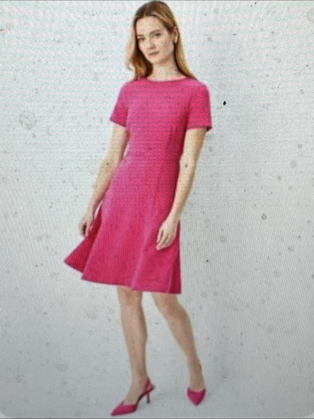 Judith & Charles Short-Sleeve Fit-and-Flare Dress in Hot Pink - new